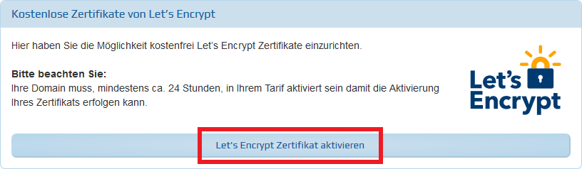 Let’s Encrypt Zertifikat aktivieren